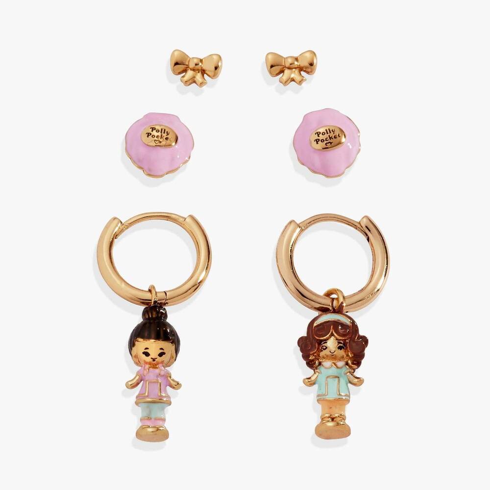 NEW ALEX & ANI women's polly pocket earring - set of 3 in gold